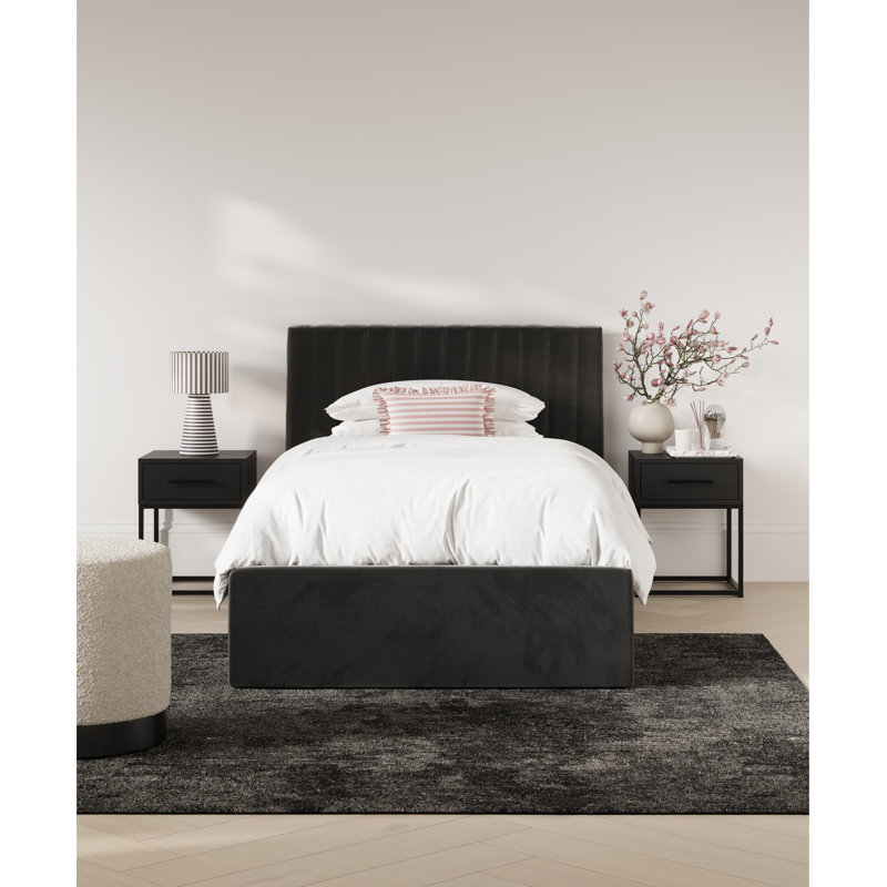 Berlin Upholstered Ottoman Storage Bed, Black, Single (3')