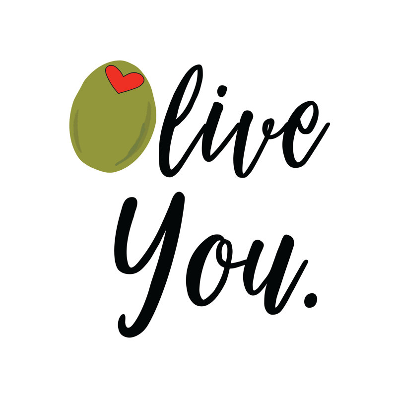 Olive You Green Olive Love - Wrapped Canvas Print, 30cm H x 30cm W x 3.8cm D