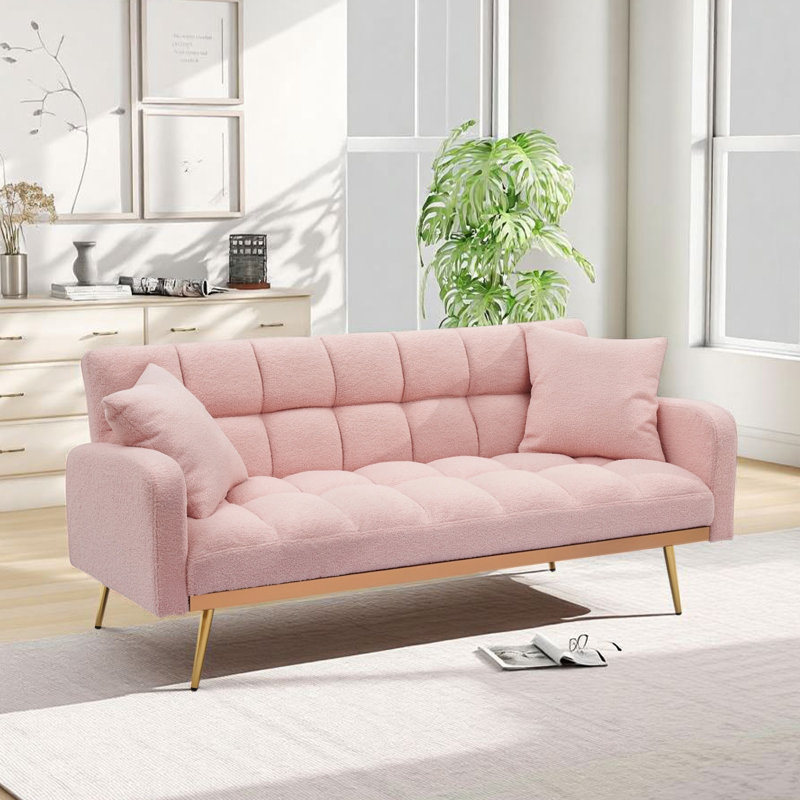Canapé-lit 69 po Modern, Velours rose