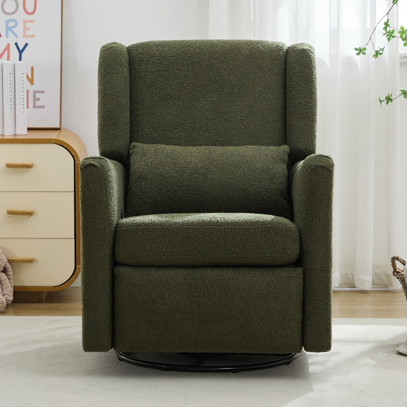 Wide Wingback Swivel Rocker Recliner Chair, Glider Rocker Recliner, Rocking Chair Nursery For Living Room Bedroom Apartment