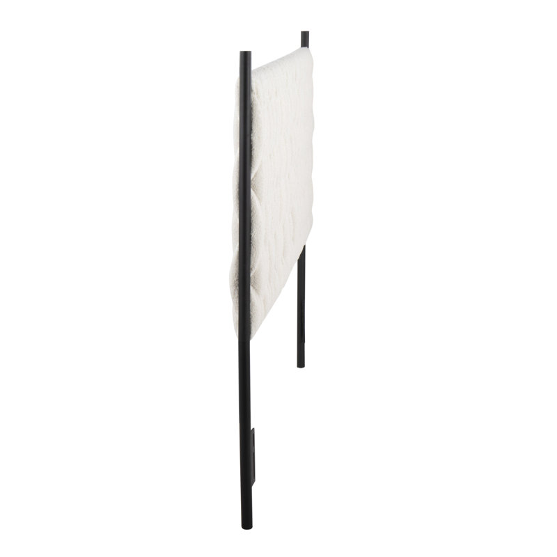 Maddison Queen Upholstered Braided Panel Headboard, Cream Sherpa