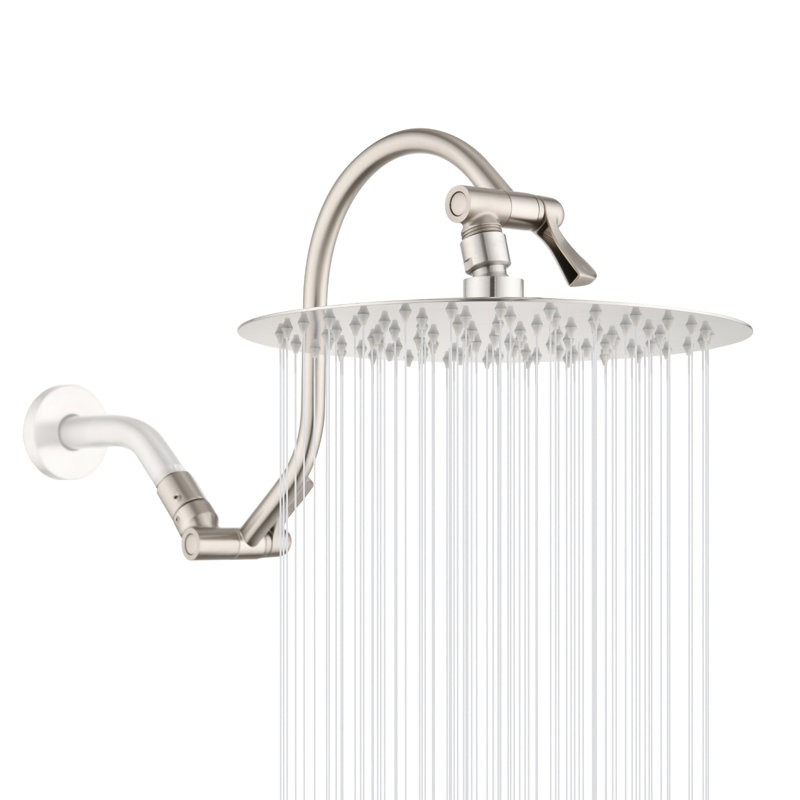 10" High Pressure Rain Shower Head With 12'' Extension Arm, Brushed Nickel