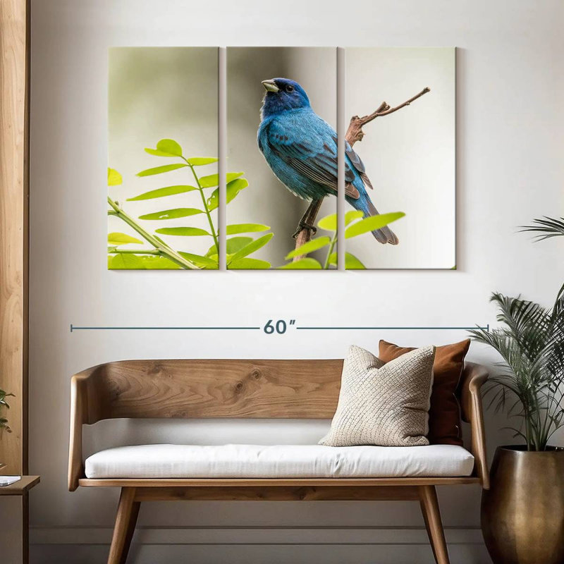Brampt Indigo Bunting Bird, 32" H x 50" W