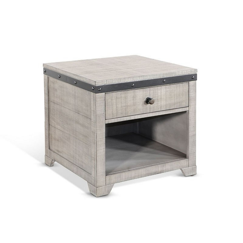 Table de bout Nelly, 1 tiroir et tablette, 24 po en bois d'acajou gris