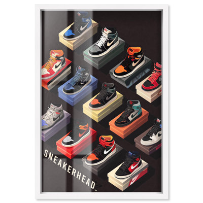 Sneakerhead Collection Display Shadowbox Print Sneaker Wall Art by Art Remedy, White Frame, 11 x 16