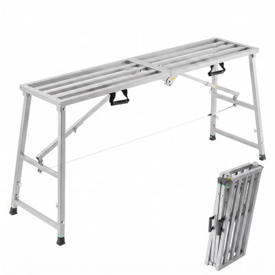 Escabeau pliant en acier allié 63 po x 15 po avec 4 hauteurs ajustables allant jusqu'à 51 po, capacité de 800 lb pour la peinture, le nettoyage et l'argent