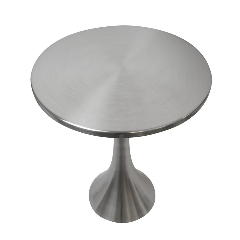Aunna Steel Top End Table, Brushed nickel