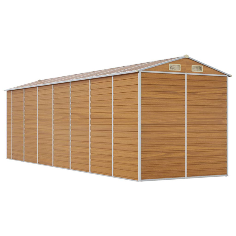 Brityn Garden Shed 191x640x198 cm Galvanised Steel, Light Brown