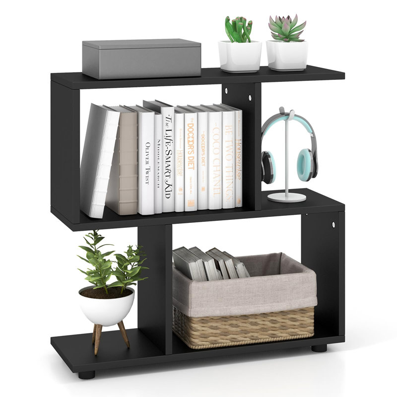 Britteney 60cm H x 60cm W Geometric Bookcase, Black