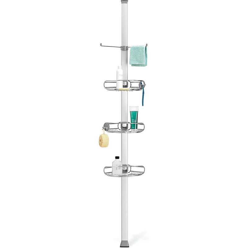 Stainless Steel Adjustable Tension Pole Shower Caddy