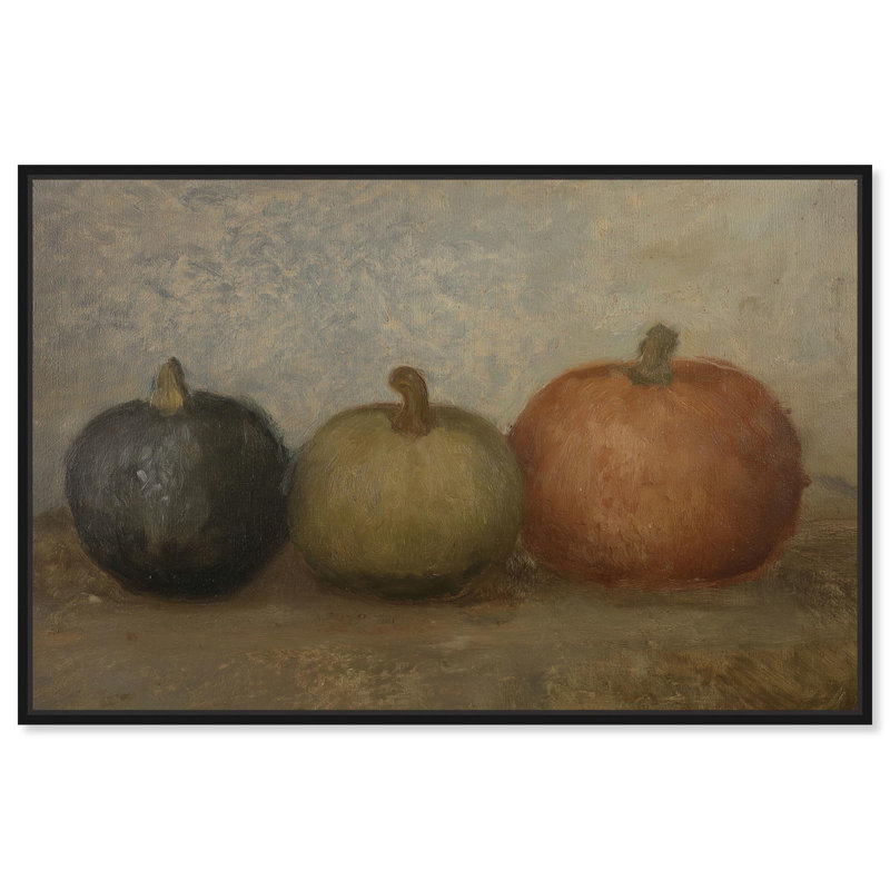 Multicolor Pumpkins Canvas Fall Wall Art with Black Frame