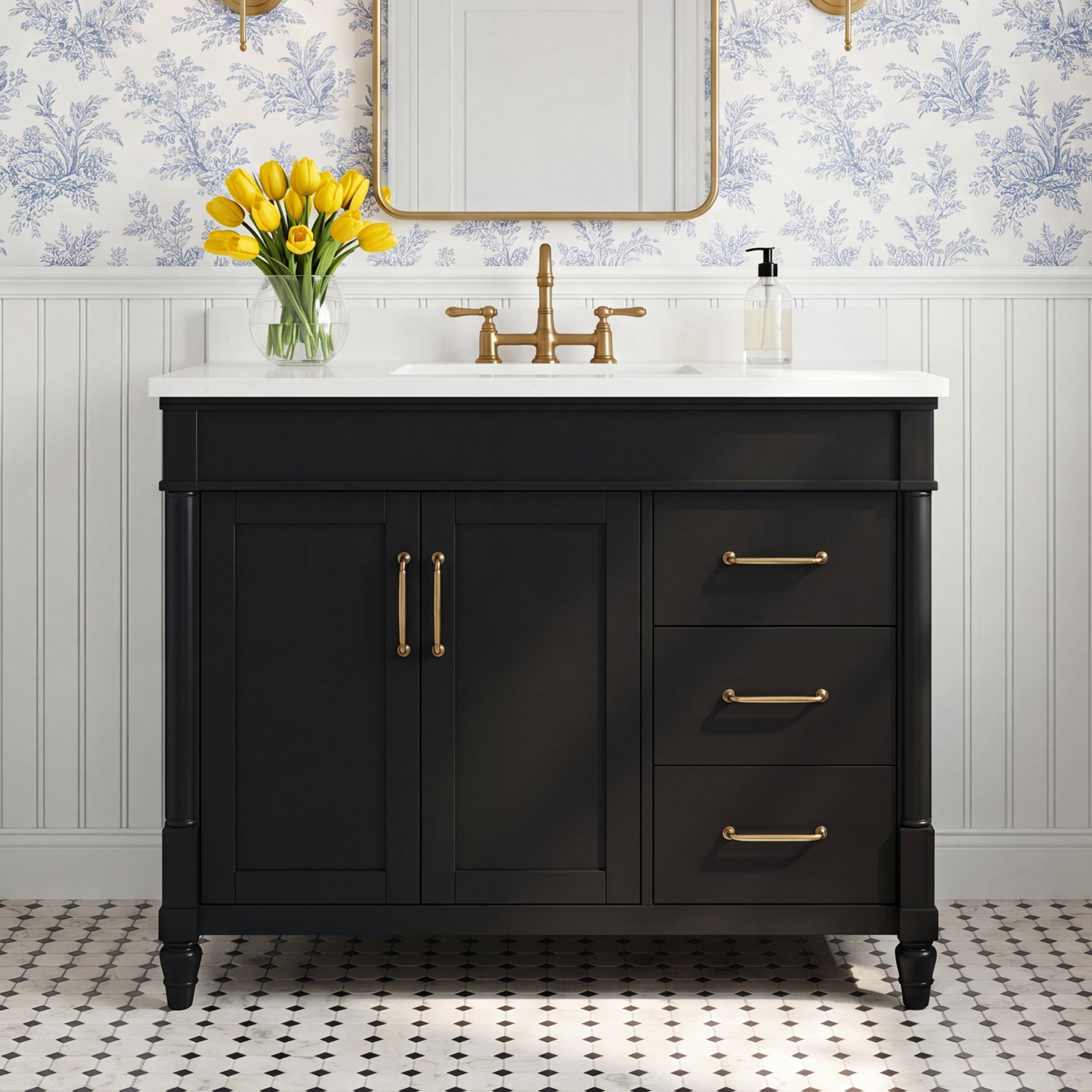 Burdick 42" Single Bathroom Vanity, Impress Black