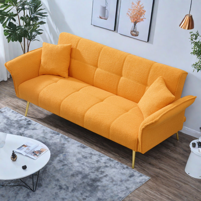 Futon-lit 70,1 po, canapé-lit double convertible, Jaune