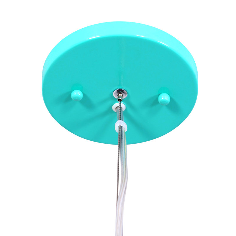 Luminaire suspendu sphérique unique à 1 lumière Urchin, Velours bleu pacifique, H 10 po x l 9 po x P 9 po