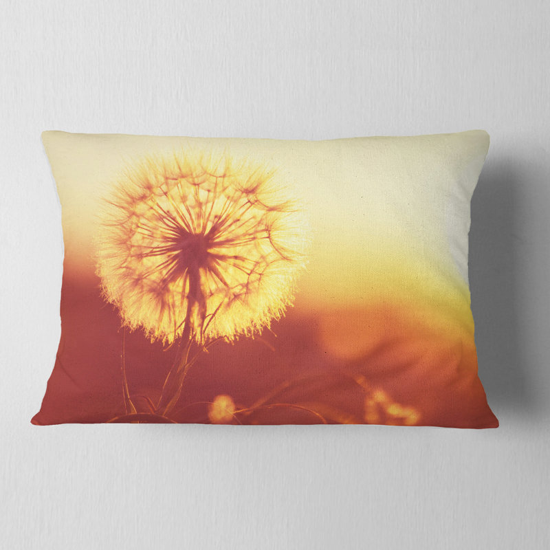 Coussin Blossom Dandelion Flower on Brown - Floral
