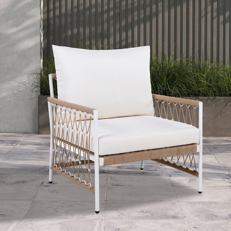 Chaise longue d'extérieur 2 pièces, chaise de patio moderne avec structure en acier