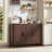 Sideboard Buffet Cabinet With Storage, 46" Arc-Shaped Credenza With 3 Doors & Adjustable Shelves, Mid Century Modern Coffee Bar Cabinet For Kitchen, Living Room, Entryway-54099596-64397789