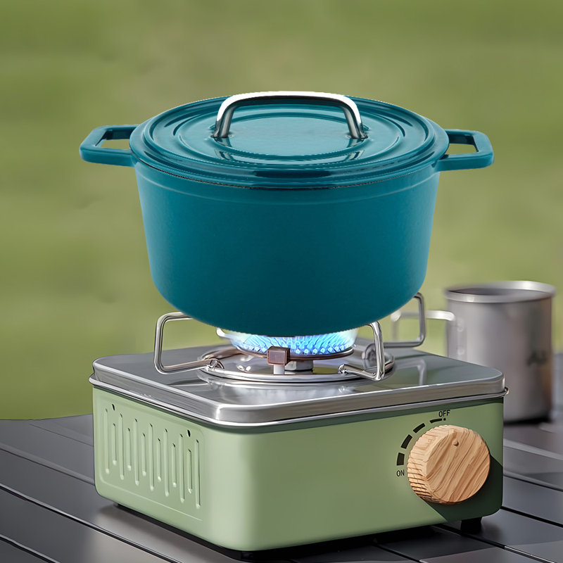 Cocotte en fonte antiadhésive ronde avec couvercle