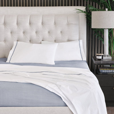 Malaya Egyptian Cotton Percale Gingham Sheet Set