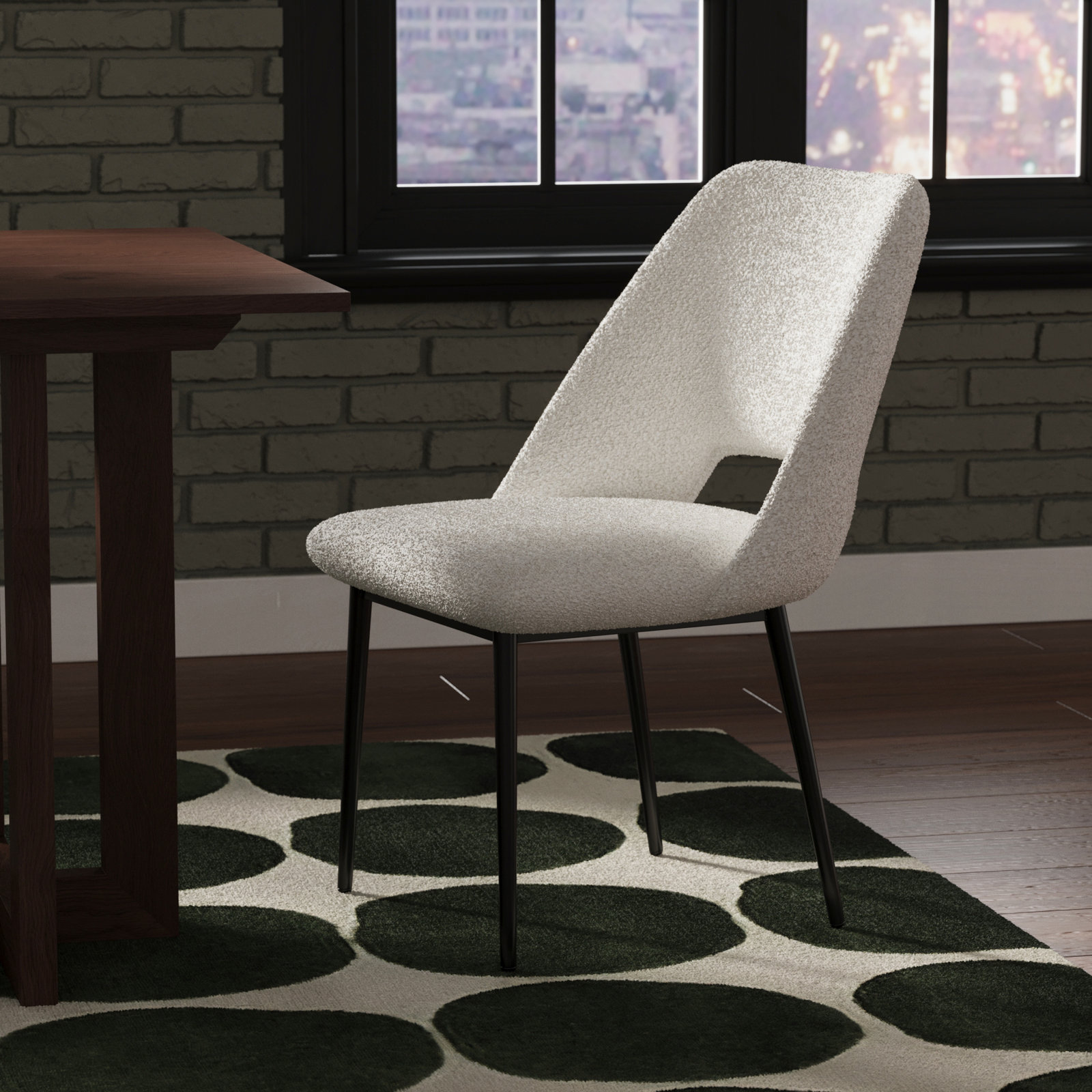 Valdez Dining Chair, White Boucle