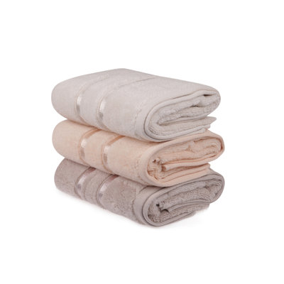 Luxury Hand Towel Set (3 Pieces), Soft Microcotton, 19.7 x 35.4 inches | 560 GSM for Ultimate Absorbency | Machine Washable, Light Yellow, Light Lilac & Salmon Colours | Perfect for Bathroom & Spa Use