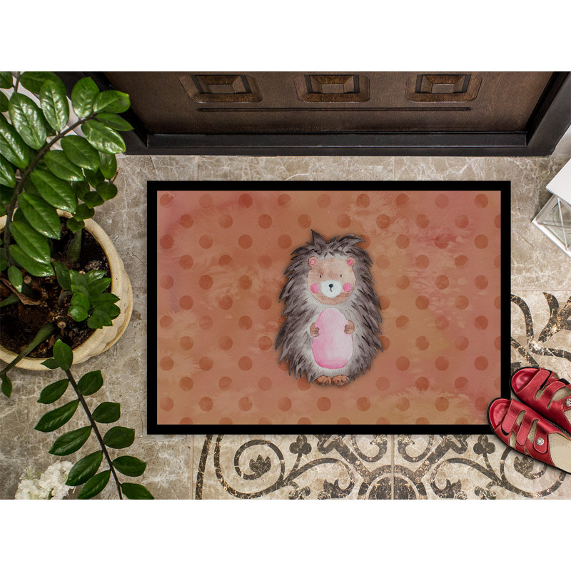 Tapis de porte d’extérieur antidérapant aquarelle Esai, H 0,25 po x l 27 po x P 18 po