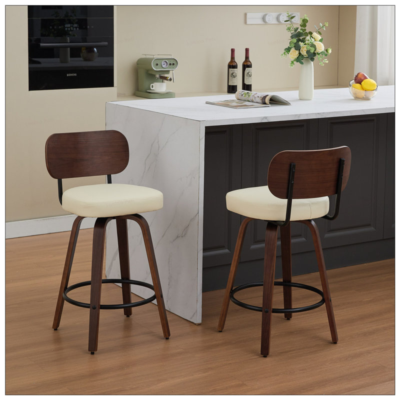 2 tabourets de bar pivotants avec siège en similicuir