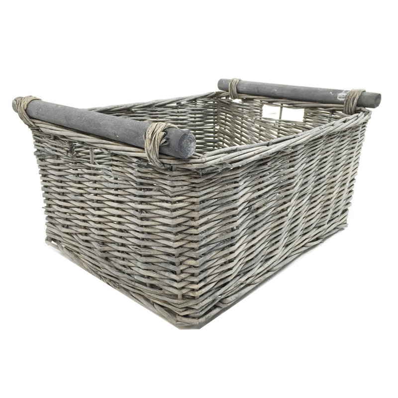 Three Posts Wicker Decorative Basket, 22cm H x 51cm W x 41cm D, Grey