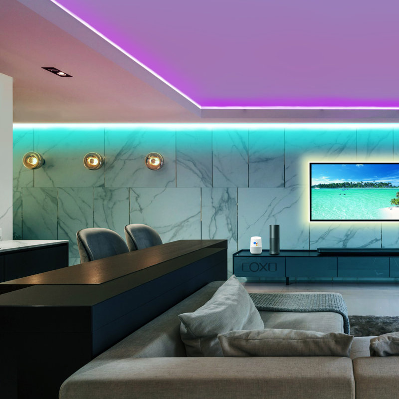 65.6ft Smart Strip Light Music Synced Color Changing with Remote APP Control