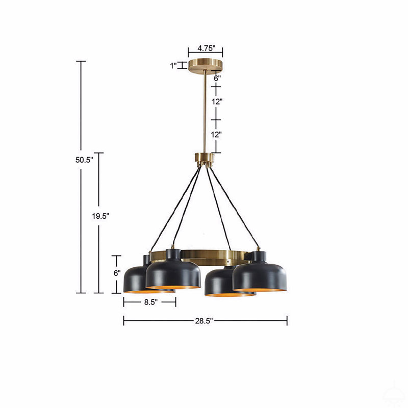 4-Light Metal Shade Chandelier