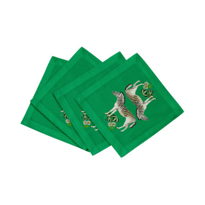 Zebra Seeing Double Cotton Sateen Cocktail Napkins