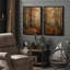Autumn Birch Forest Path Warm Woodland Living Room Decor, 2 pièces, impression encadrée-774051389-774051390