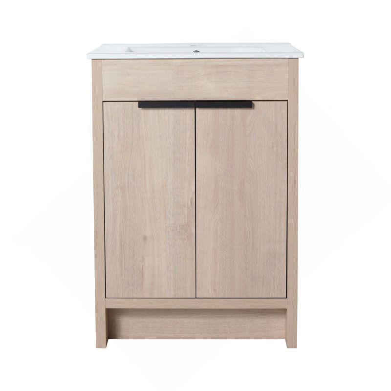 Meuble-lavabo autoportant 24 po avec 2 portes d'armoire à fermeture en douceur ((KD-PACKING), 24"