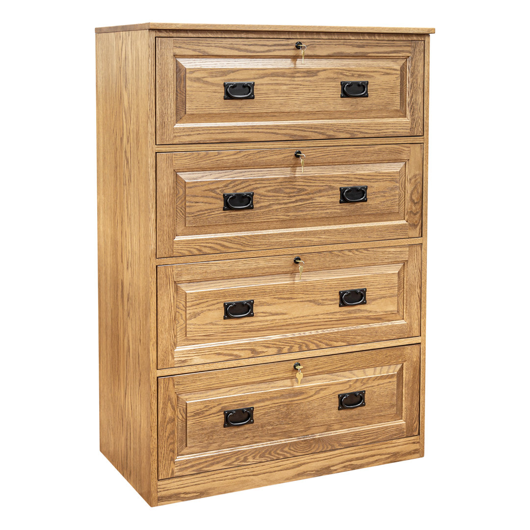 Traditional 4-drawer Brown Maple Lateral Filing Cabinet Red Barrel Studio® 