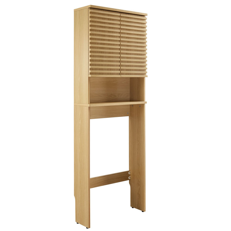 Natural Oak Over the Toilet Storage Cabinet with Adjustable Shelving