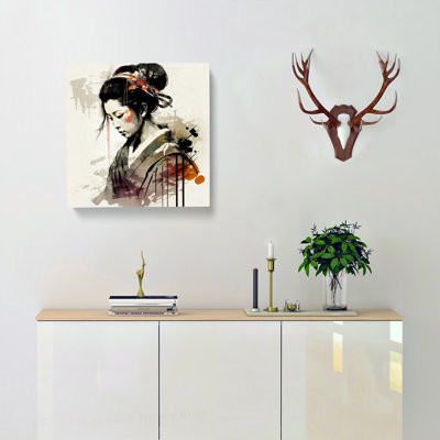 Geisha Gestural Art - Wrapped Canvas