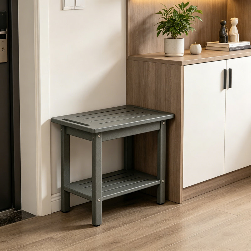 Tabouret de douche en PEHD, Gris