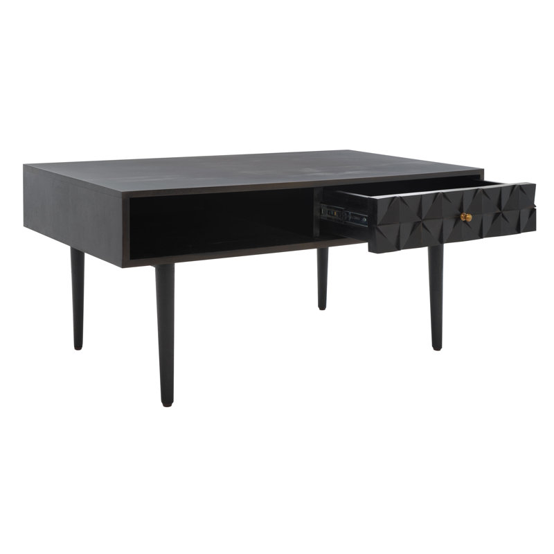 Lilyth Solid Wood Single Coffee Table, Black