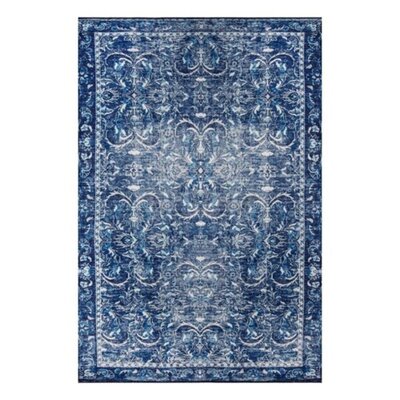 Espinosa Ikat Machine Made Machine Woven Polyester Area Rug in Blue/White -  East Urban Home, 4F0FB55DD24A40CC85232F6E4195D58D