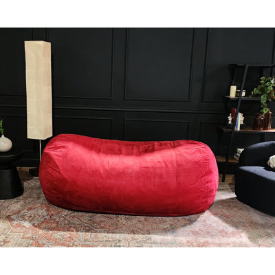 Fauteuil à billes cylindrique en suède traditionnel de 8 pieds, rouge - Modern Deck Accent Easy