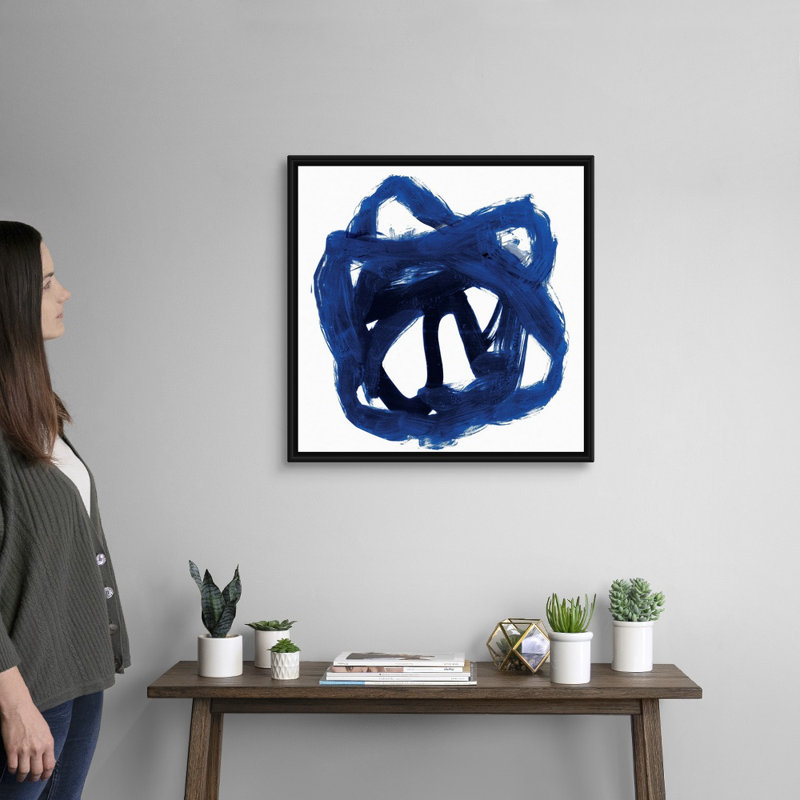 "Eternal Indigo I" par PI studio, reproduction d’art sur toile, Toile avec cadre noir, H 26 po x l 26 po x P 1,75 po