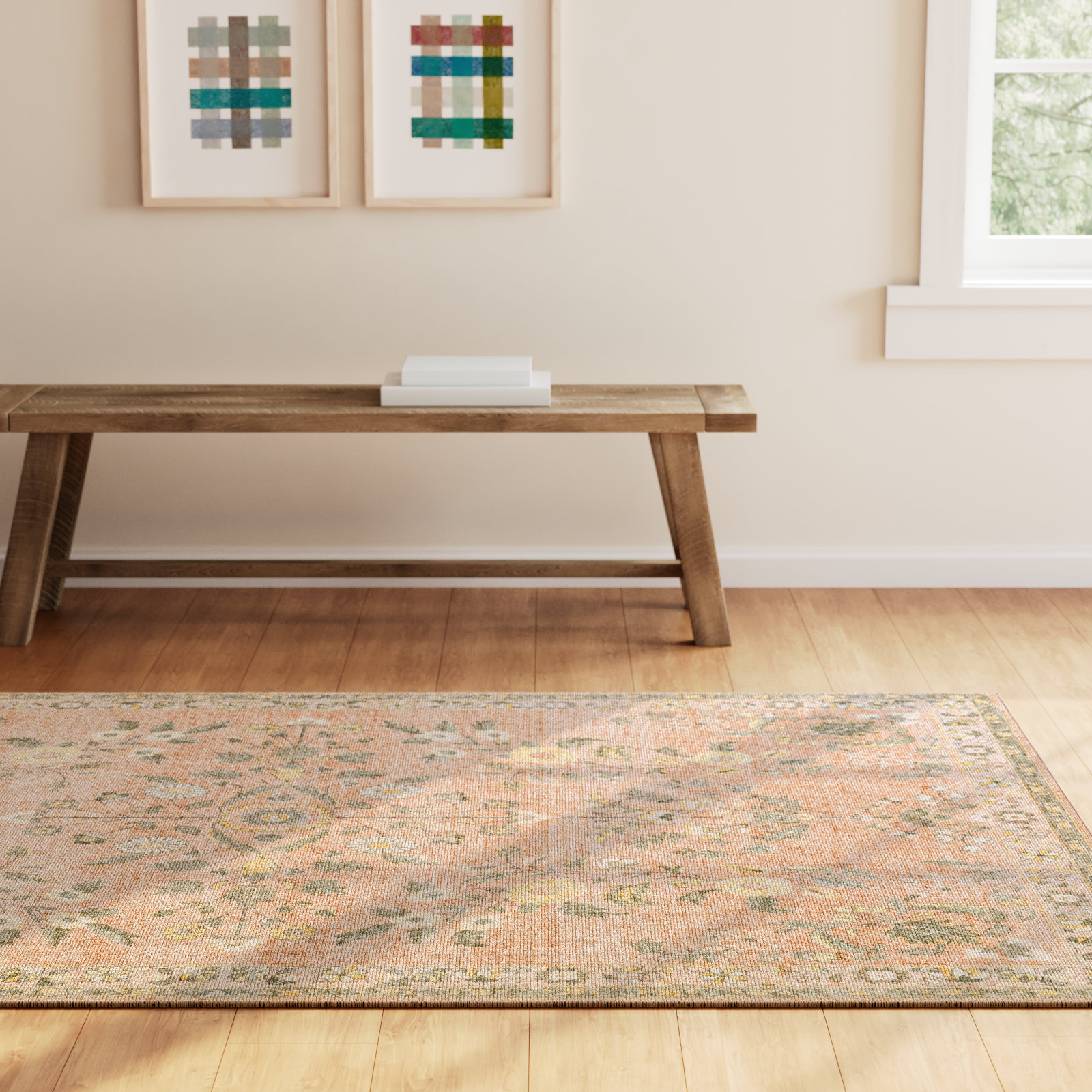 Berger Floral Rug, Rectangle 5' x 7'6"