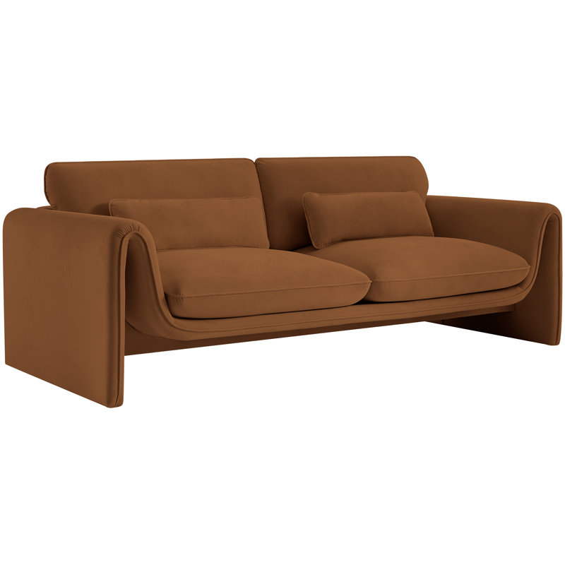 Ixayana 86'' Velvet Sofa, Saddle Velvet