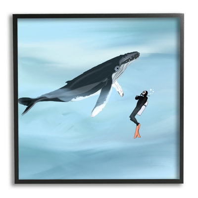 " Underwater Scuba Diver And Whale Friends " by Ashley Singleton
