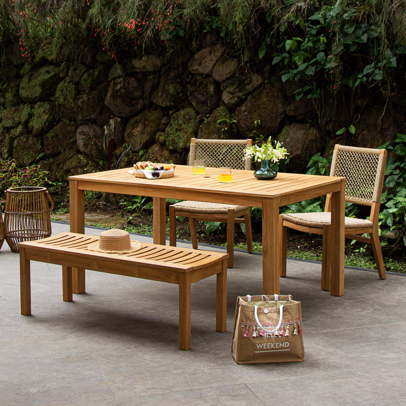 Seras 4 - Person Teak Outdoor Dining Set with Wicker