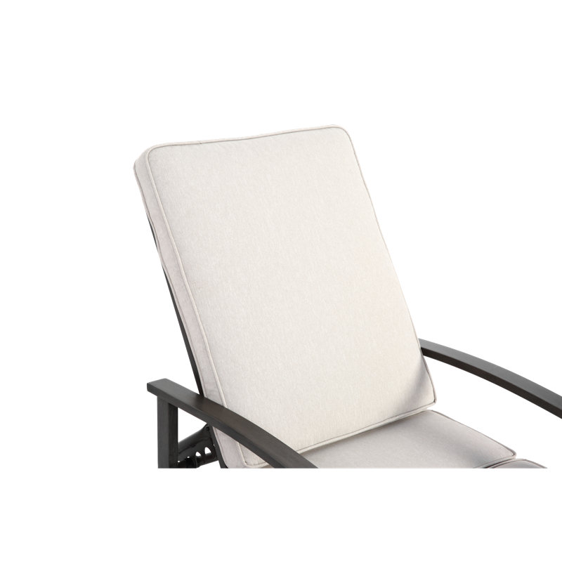 Chaise longue réglable en fonte d'aluminium avec roulettes, résistante aux intempéries, Beige