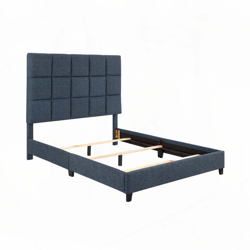 Boucle Upholstered Platform Bed, Queen, Gray