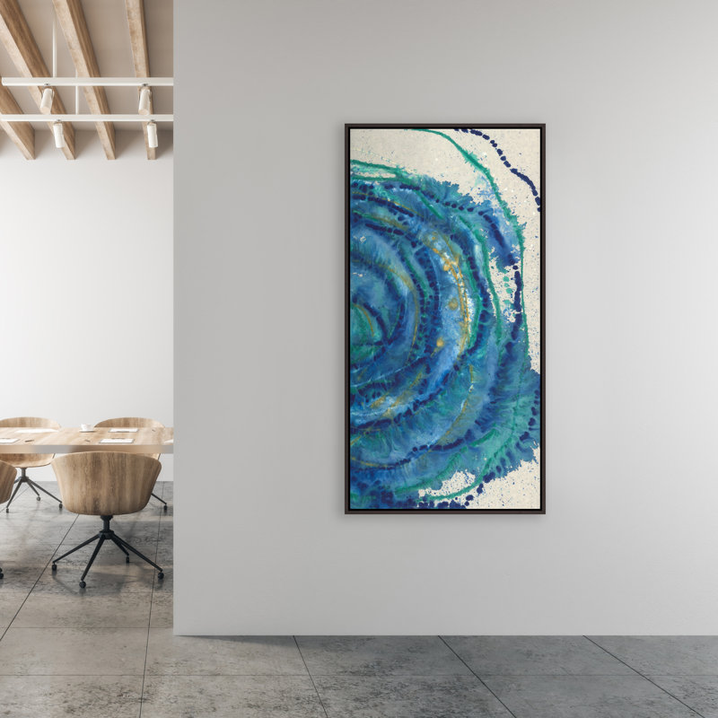 «Mixed up VIII» par Danielle Davis - peinture sur toile à cadre flottant, Image au gel brossé, H 61,75 po x l 31,75 po