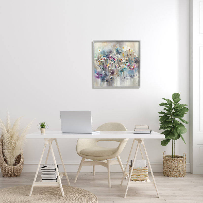 Doux champ floral arrondi - impression, H 24 po x l 24 po x P 1,5 po, Estampe numérique Farmhouse