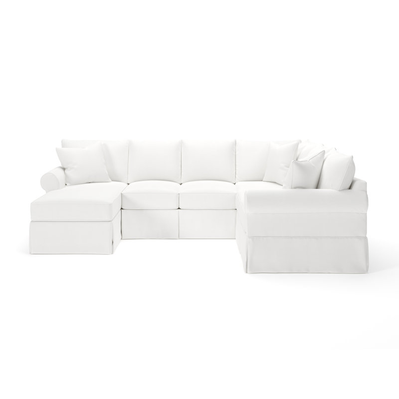 Amari Slipcovered U-Shaped Sectional, Left Hand Facing, Bayou Off White Canvas